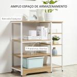 Estante Multiuso com 7 Prateleiras de Armazenamento para Utensílios Livros Plantas 90x40x95cm Madeira Natural