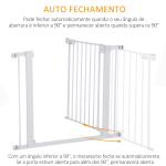 Barreira de Segurança para Cães Animais de Estimação 75 - 96cm para Escadas Portas e Corredores com Fechamento Automático Altura 76cm Branco
