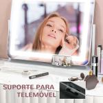 Espelho de Maquilhagem com Luzes 3 Modos de Iluminação Suporte para Telemóvel e Entrada USB 62,5x14x49,5 cm Branco