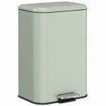 Caixote do Lixo de Cozinha 20 L em Aço Galvanizado com Tampa de Fecho Suave Pedal Balde Removível e Acabamento Anti - impressões Digitais Verde Claro