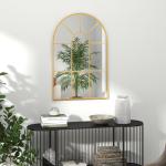 Espelho Decorativo de Parede 60x91 cm Espelho em Forma de Arco de Metal Estilo Moderno Dourado