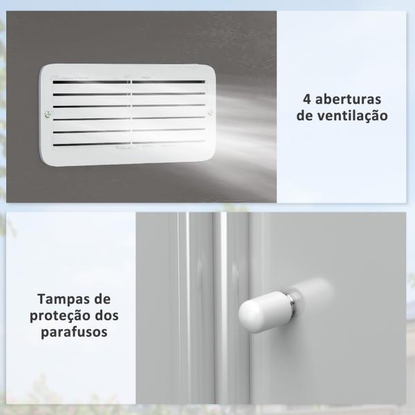 Abrigo de Jardim Exterior 4,83m² 277x195x192cm Abrigo e Jardim Metálico para Armazenamento de Ferramentas com Base Incluída e 4 Janelas Cinza