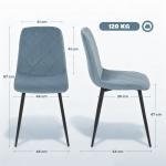 Conjunto de 4 Cadeiras de Jantar Modernas Cadeiras de Cozinha Estofadas em Veludo com Pés de Aço 45x54x87 cm Azul Claro