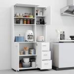 Armário de Arrumação Alto com 4 Portas Prateleiras Ajustáveis para Sala de Estar 100x39,5x183,5 cm Branco