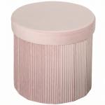 Puff de Arrumação Banco de Arrumação Dobrável 35 L 38x38x38 cm Estofado em Veludo Baú de Arrumação Redondo Rosa
