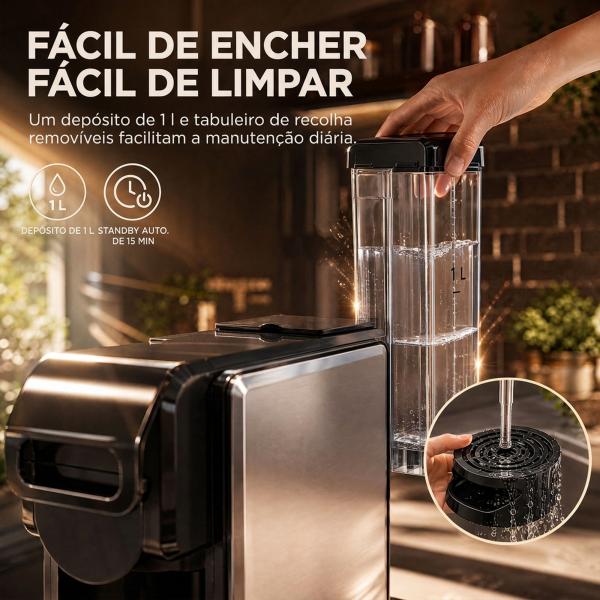 Máquina de Café Expresso 19 Bar Semiautomática com Depósito de Água Amovível 1 L para Cápsulas e Café Moído Preta
