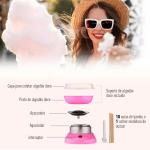 Máquina de Algodão Doce Potência 450W - 550W Doce com Colher Medidora e 10 Palitos de Bambu 27x26x18cm Rosa