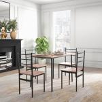 Conjunto de Sala de Jantar 5 Peças 1 Mesa e 4 Cadeiras com Pés em Aço para Cozinha 110x70x75 cm Madeira Natural e Preto