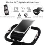 Bicicleta ergométrica dobrável ajustável em altura e resistência com tela LCD e assento com encosto 51x97x115 cm Preto