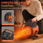 Aquecedor Elétrico Cerâmico PTC 5000W com Termóstato Ajustável, 3 Modos e Ângulo Ajustável Portátil para 48 m² Laranja