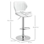 Conjunto de 2 Bancos de Bar Bancos Altos de Cozinha Giratório Altura Ajustável 91,5 - 113,5cm com Apoio para os Pés e Base de Metal Ø41 cm Branco
