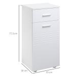 Armário Auxiliar Casa de Banho Móvel Casa de Banho com Porta Gaveta e Prateleira Ajustável 35x30x77,5 cm Branco