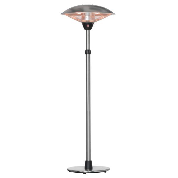 Aquecedor de Jardim Elétrico 3000W Aquecedor Infravermelho com 3 Níveis de Aquecimento Proteção IP44 Ø58,5x160 - 200cm Prata