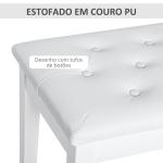 Banco de Piano Banco para Piano com Espaço de Armazenamento Assento de Couro Sintético Acolchoado 76x36x50 cm Branco