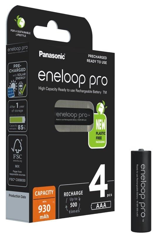 Blister 4 Pilhas Recarregáveis AAA 1,2V 930mAh eneloop Pro - PANASONIC