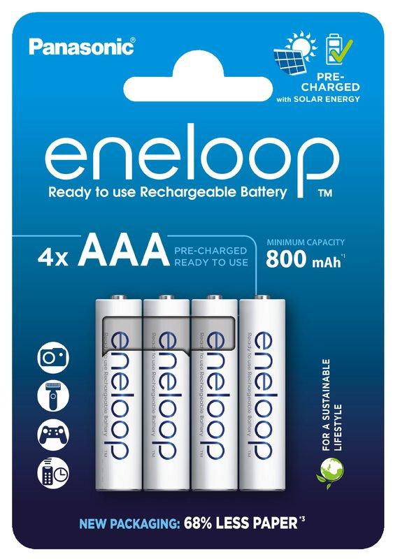 Blister 4x Pilhas Recarregáveis AAA 1,2V 800mAh eneloop - PANASONIC