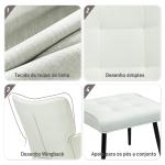 Conjunto de Poltrona Baloiço com Apoio para os Pés Poltrona Relax com Almofada Acolchoada e Anti - Tombo 64x89x90 cm Bege