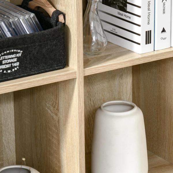 Estante para Livros Estante de Madeira de 3 Níveis com 6 Compartimentos de Armazenamento65,5x30x97,5cm Carvalho
