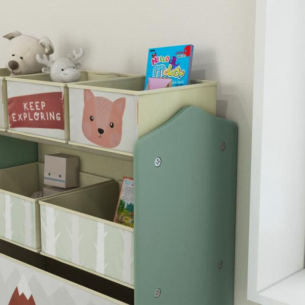 Estante para Brinquedos com 6 Caixas de Tecido não Tecido Amovíveis Organizador de Brinquedos 63x30x66 cm Verde