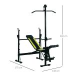 Banco de pesos reclinável multifuncional para treinamento e musculação 175x110x202 cm Preto