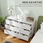 Cómoda com 6 Gavetas e Pés Elevados Cómoda para Dormitório Estilo Moderno Anti - Tombo 120x40x76 cm Branco