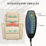 Poltrona Reclinável Elétrica Levanta Pessoas com Massagem Vibratória e Aquecimento 98x96x105 cm Creme