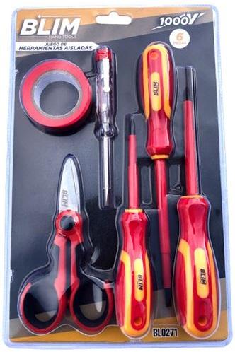 Pack 6x Ferramentas Isoladas 1000V (Chaves + Tesoura + Fita Isoladora) - BLIM