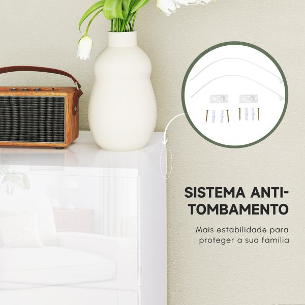 Cómoda com 5 Gavetas de Madeira Cómoda de Dormitório Cómoda Branca Estilo Moderno 55x33x80 cm Branco Brilhante