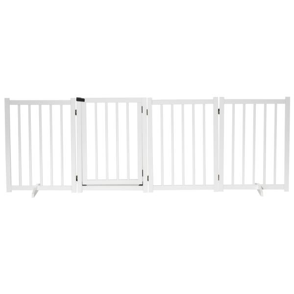 Barreira para Cães Dobrável Barreira para Cães Pequenos e Médios de 4 Painéis com Porta para Escadas e Corredores 237,5x36x80 cm Branco