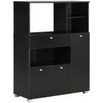 Aparador Auxiliar para Microondas Buffet de Cozinha com 2 Armários com Portas 1 Gaveta e Prateleiras 90x40x120 cm Preto