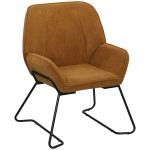 Poltrona Sala de Estar Moderna Poltrona de Leitura com Assento Largo e Acolchoado Estofada em Veludo Pés de Metal 70x67,5x87 cm Marrom