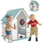 Casa de Brincar para Crianças 5 em 1 Casa de Jardim com Lançamento de Anéis Basquetebol Futebol Dardos 132x118x124 cm B