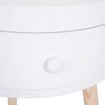 Mesa Apoio Redonda com 1 Gaveta Borda Elevada e 3 Pés de Madeira Estilo Moderno Ø38x45 cm Branco
