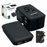 Powerbank BLP7030 4000mAh 5V/1A + Adaptador Universal de Viagem (Preto) - BLAUPUNKT