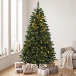 Árvore de Natal 180 cm com 250 Luzes LED, 11 Modos, Comando à Distância, 800 Pontas e Base Dobrável em Aço, Verde
