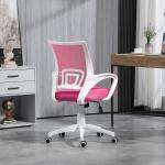 Cadeira de Escritório de Malha Giratória com Altura Ajustável Função Basculante e Apoio para os Braços 57x55x89 - 109 cm Rosa