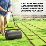 Rolo para Relva Largura 58cm Ø32cm Rolo para Relvado 38L Preenchível de Areia ou Água com Guiador em U para Jardim Preto