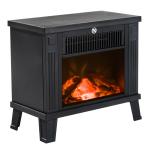 Lareira Elétrica com Efeito de Chama Realista Potência Ajustável 600W/1200W para Ambientes entre 13 - 18㎡ 34x17x31cm Preto