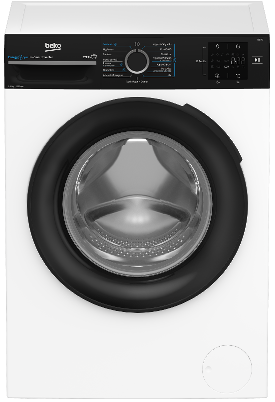 Máquina de Lavar Roupa b300 BM3WFSU38213 8Kg 1200RPM (Branco/Preto) - BEKO