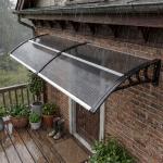 Marquise para Portas e Janelas 196x75x23 cm Marquise de Proteção contra Sol e Chuva com Cobertura de Policarbonato Preto
