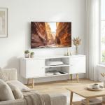 Móvel de TV para Televisores de até 55 Polegadas com 2 Portas 2 Prateleiras de Armazenamento 120x34x50cm Branco
