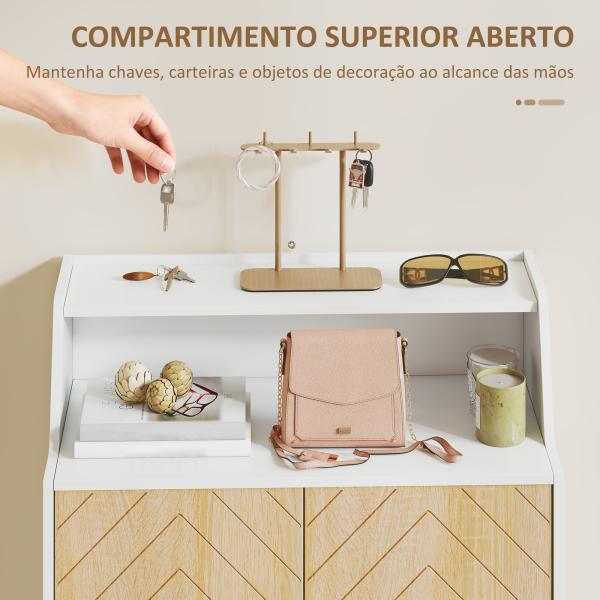 Sapateira para Entrada com Prateleiras Ajustáveis para 15 Pares de Sapatos 75x35x104 cm Branco e Madeira