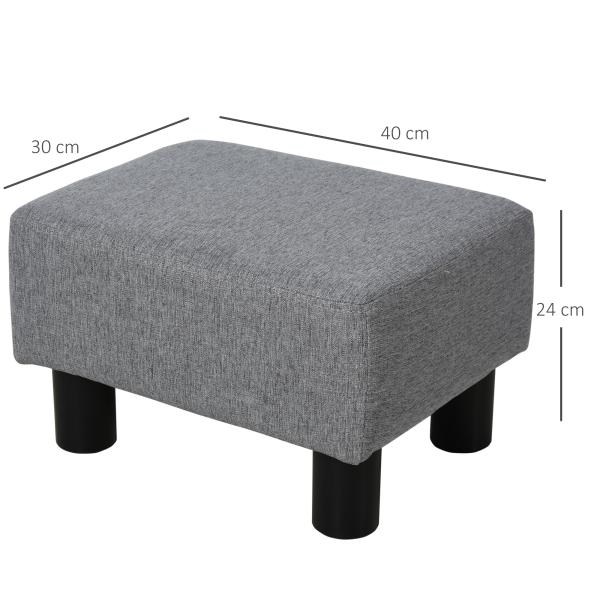 Apoio para os Pés de Sala de Estar Banco Retangular com Estrutura de Madeira para Sala de Estar 40x30x24 cm Cinzento