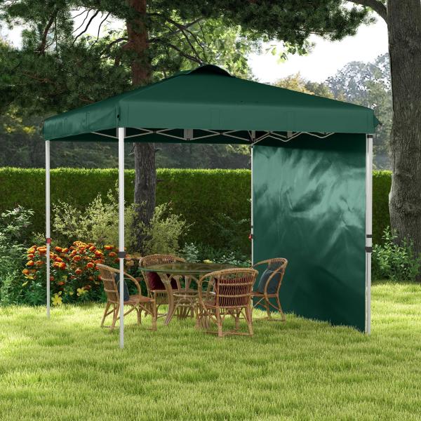 Tenda Dobrável 2,5x2,5 m Tenda de Jardim com 1 Parede Lateral Altura Ajustável para Campismo Festas Verde