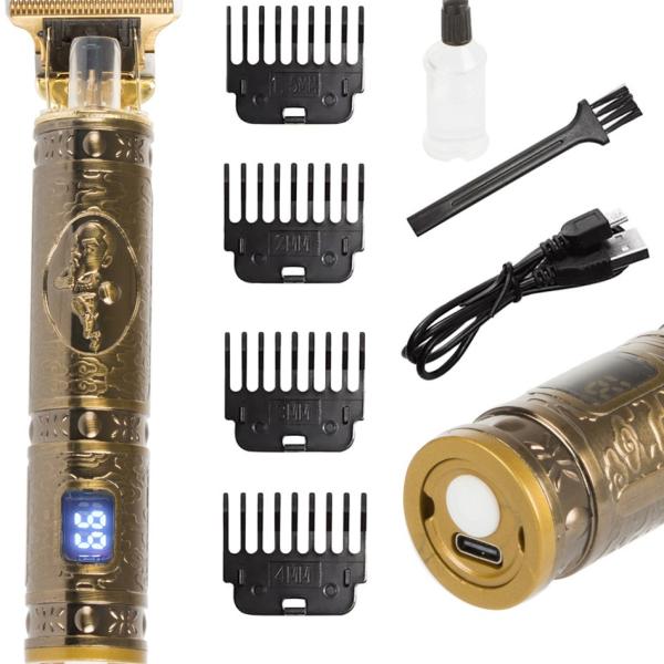 Aparador de Cabelo/Barba USB + Acessórios (Dourado)
