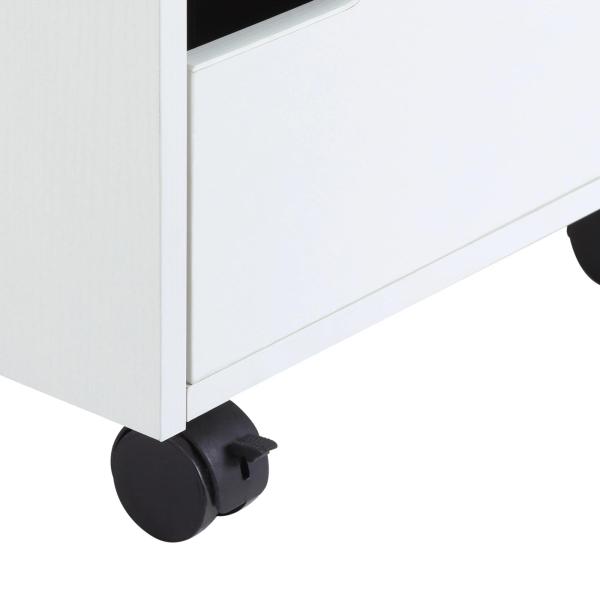 Bloco de Gavetas para Escritório Móvel de Escritório Bloco de Gavetas com 3 Gavetas e 4 Rodas 40x50x57,5 cm Branco