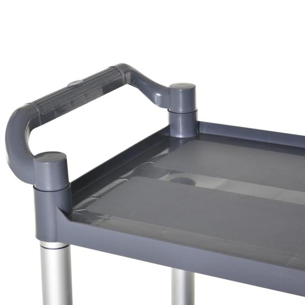 Carrinho Auxiliar com Rodas e 3 Prateleiras Carrinho de Cozinha com Armazenamento Carga 105 kg 88x44x93 cm Cinza