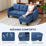 Sofá Chaise Longue Sofá em Forma de L Estofado em Poliéster Sofá de Canto Reversível 186x130x84 cm Azul Escuro