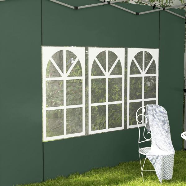 2 Paredes Laterais para Tenda de 3x3 / 3x4 m 295x195 cm Parede de Substituição de Tecido Oxford para Tendas Dobráveis Verde