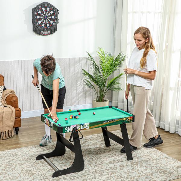 Mesa de Jogos 6 em 1 Dobrável Bilhar Matraquilho Ping Pong Lançamento de Anéis Hóquei com Bastão e Hóquei com Discos 118x104x71cm Multicor